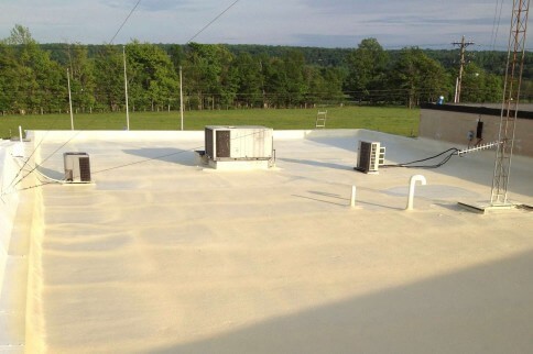 First steps in a spray foam roof restoration project.